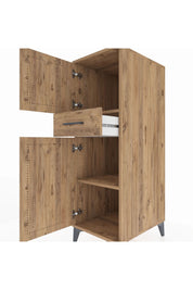 Kronos Dolap 2 Raflı Tek Çekmeceli 2 Kapaklı 44x59x134 Çam-Çam