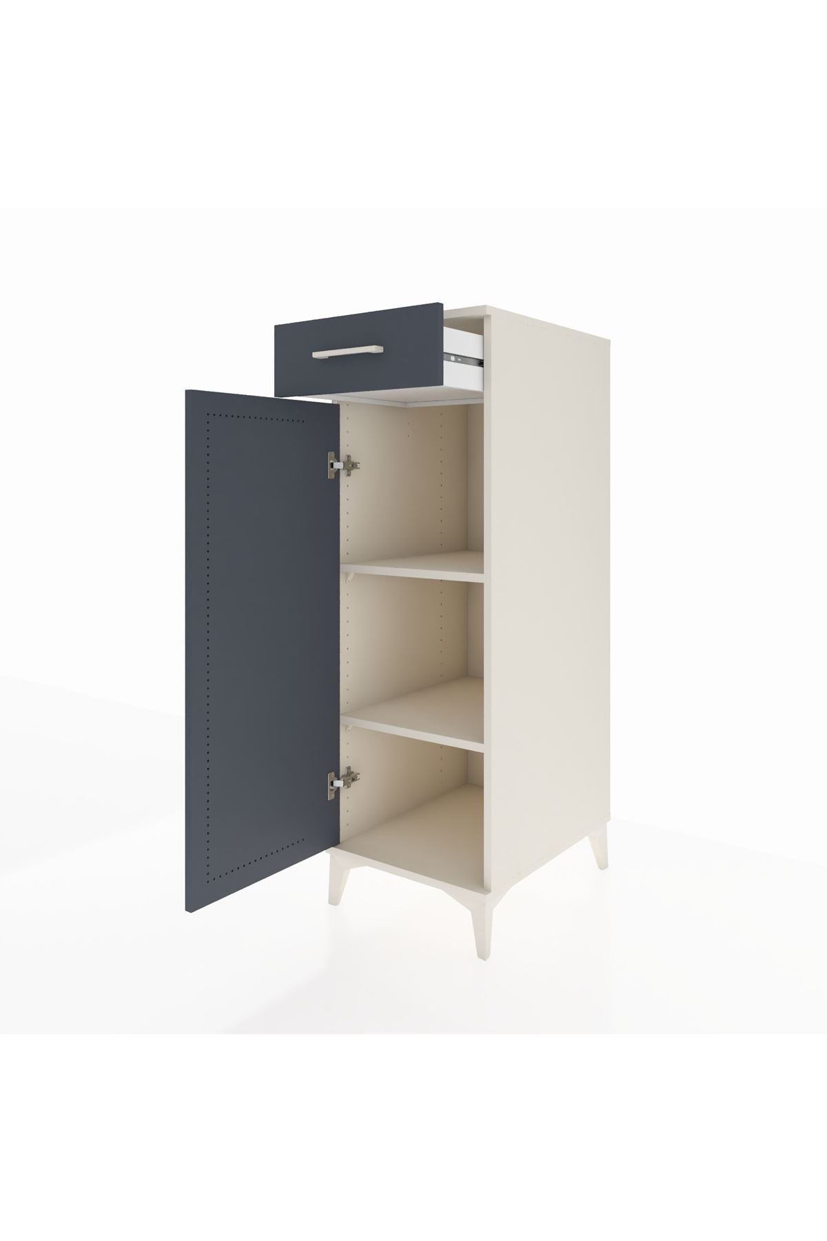 Kronos Dolap 2 Raflı Tek Çekmeceli Tek Kapaklı 44x59x134 Aytaşı-Antrasit