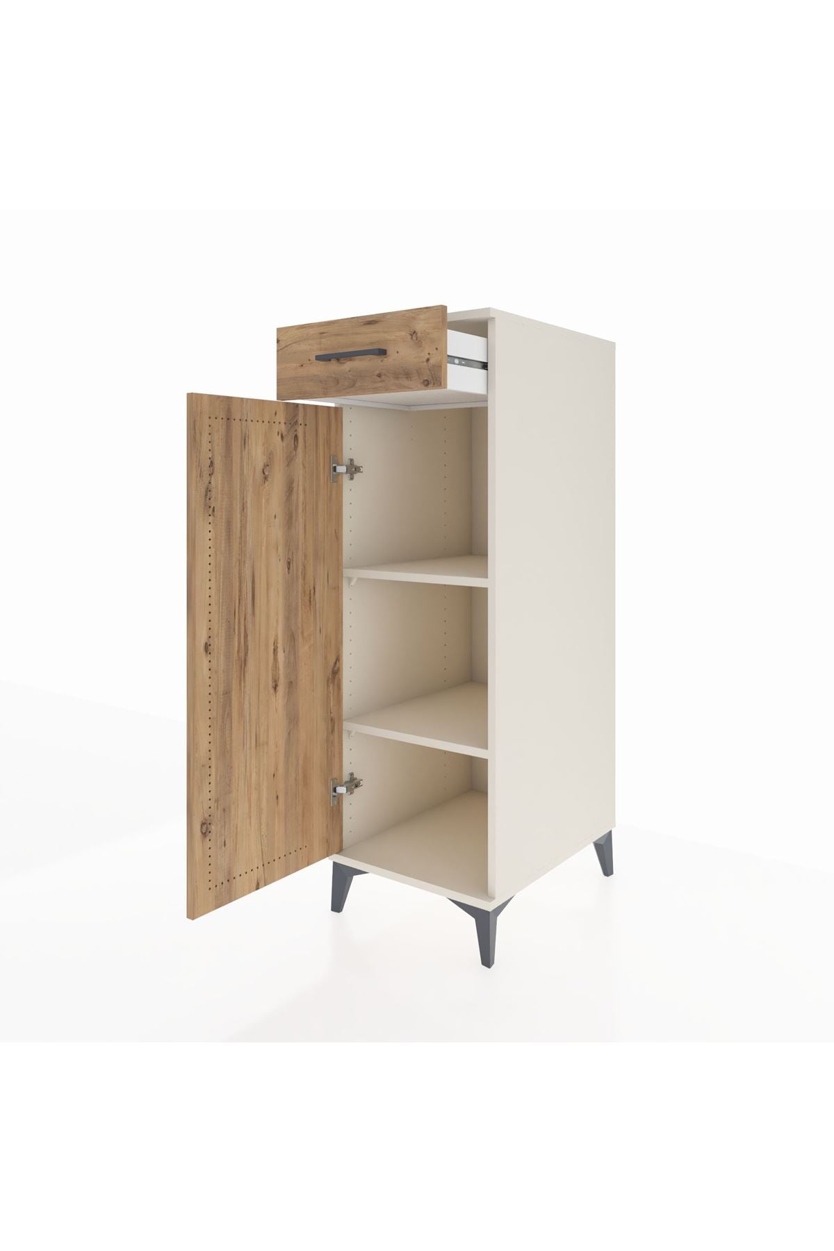 Kronos Dolap 2 Raflı Tek Çekmeceli Tek Kapaklı 44x59x134 Aytaşı-Çam