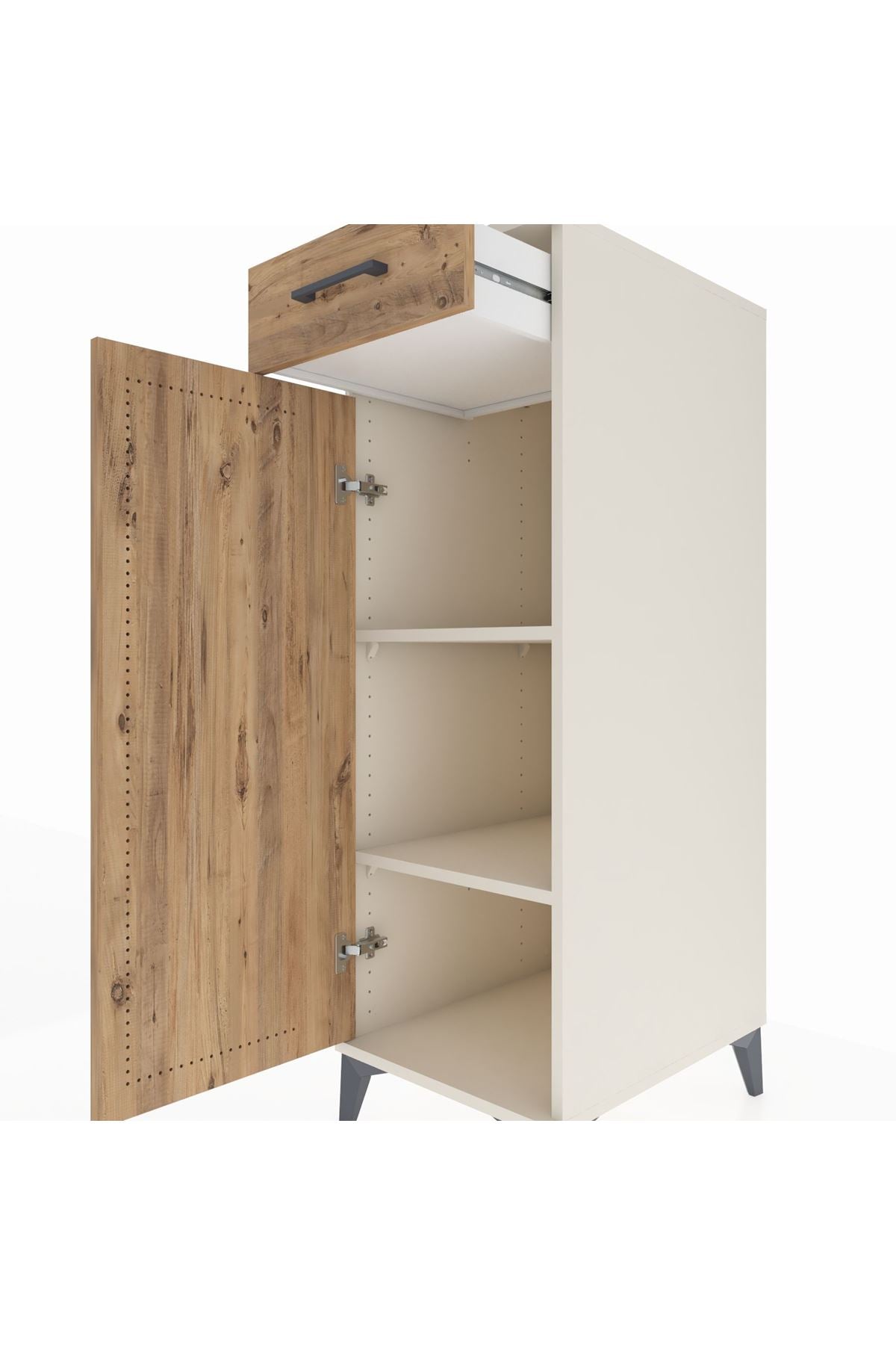 Kronos Dolap 2 Raflı Tek Çekmeceli Tek Kapaklı 44x59x134 Aytaşı-Çam