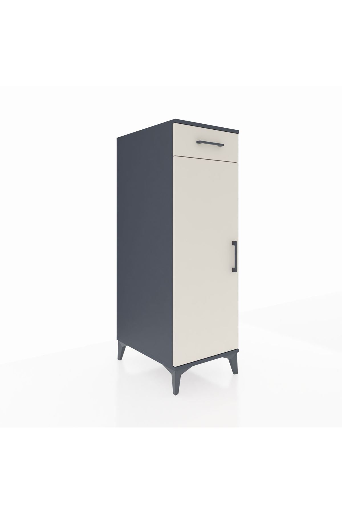 Kronos Dolap 2 Raflı Tek Çekmeceli Tek Kapaklı 44x59x134 Antrasit-Aytaşı