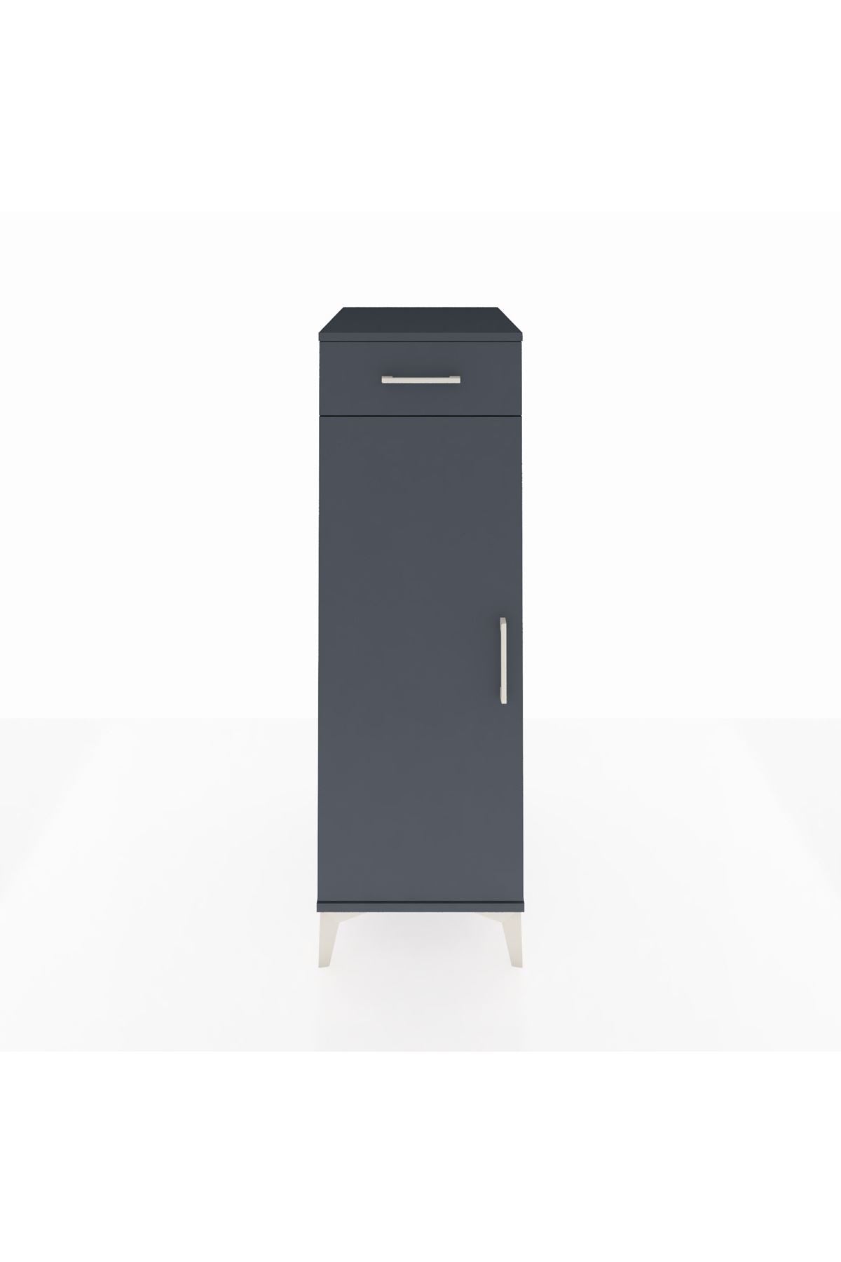 Kronos Dolap 2 Raflı Tek Çekmeceli Tek Kapaklı 44x59x134 Antrasit-Antrasit