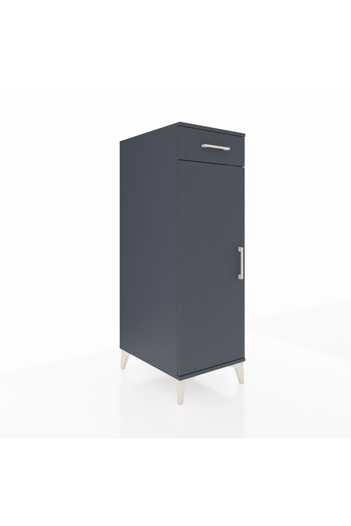 Kronos Dolap 2 Raflı Tek Çekmeceli Tek Kapaklı 44x59x134 Antrasit-Antrasit