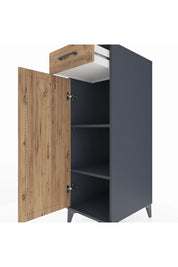 Kronos Dolap 2 Raflı Tek Çekmeceli Tek Kapaklı 44x59x134 Antrasit-Çam