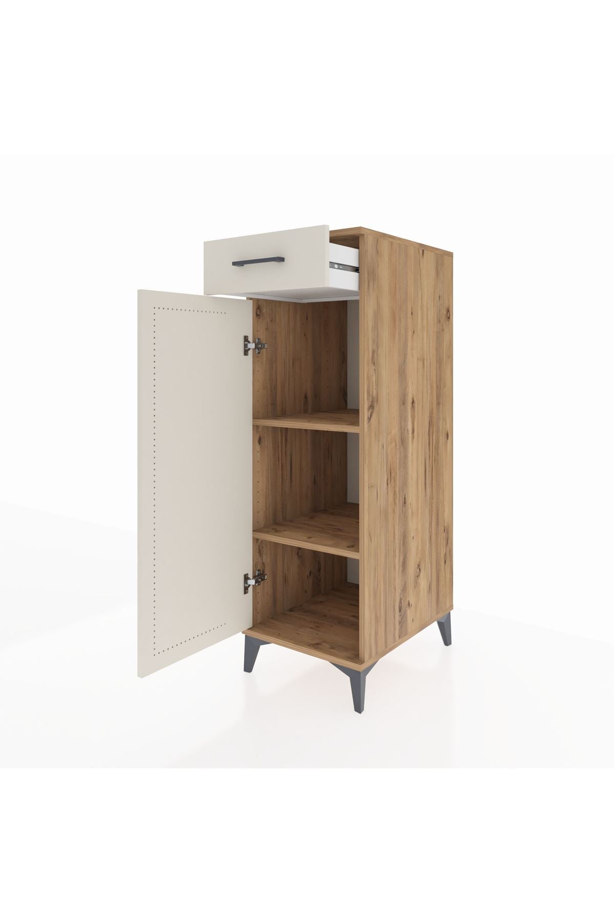 Kronos Dolap 2 Raflı Tek Çekmeceli Tek Kapaklı 44x59x134 Çam-Aytaşı