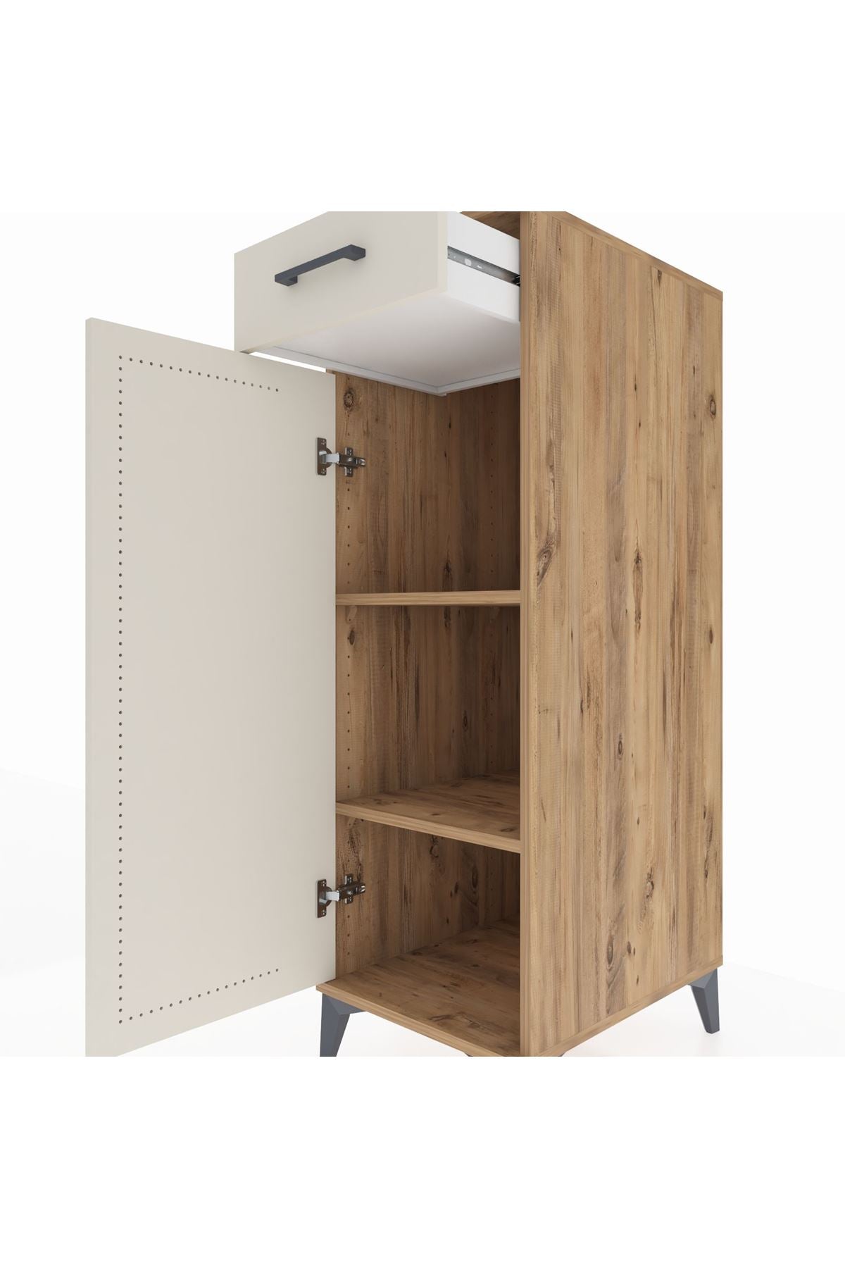 Kronos Dolap 2 Raflı Tek Çekmeceli Tek Kapaklı 44x59x134 Çam-Aytaşı