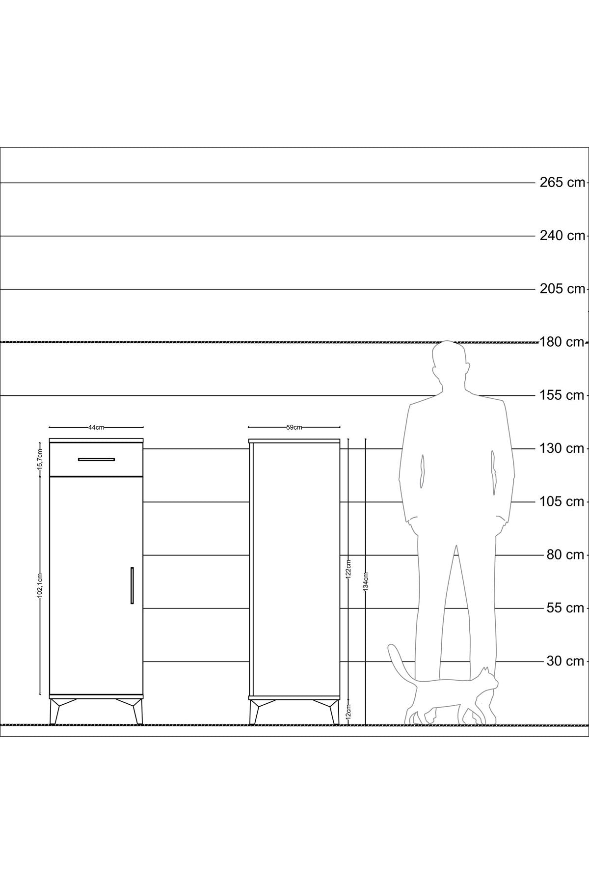 Kronos Dolap 2 Raflı Tek Çekmeceli Tek Kapaklı 44x59x134 Çam-Aytaşı