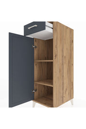 Kronos Dolap 2 Raflı Tek Çekmeceli Tek Kapaklı 44x59x134 Çam-Antrasit