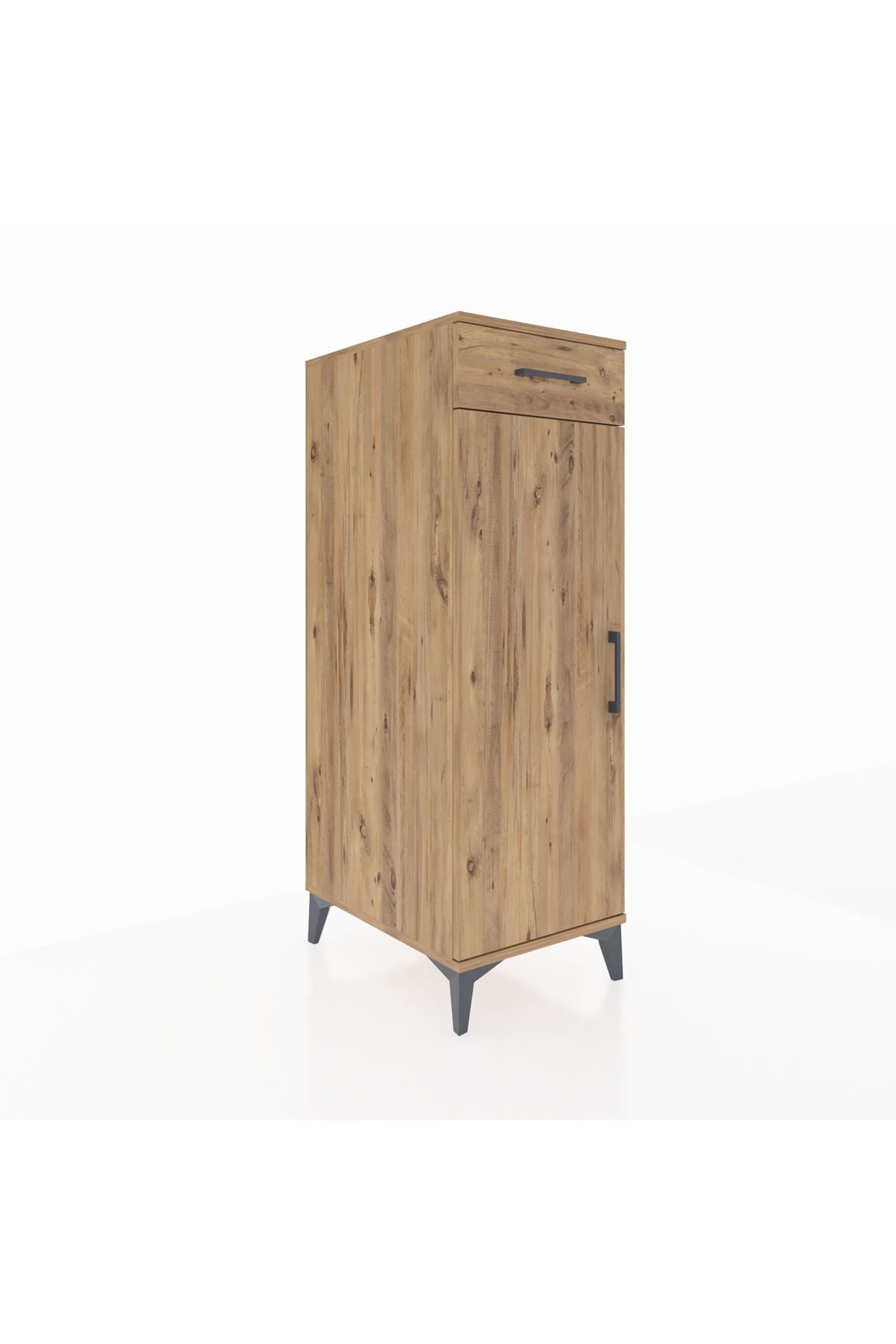 Kronos Dolap 2 Raflı Tek Çekmeceli Tek Kapaklı 44x59x134 Çam-Çam