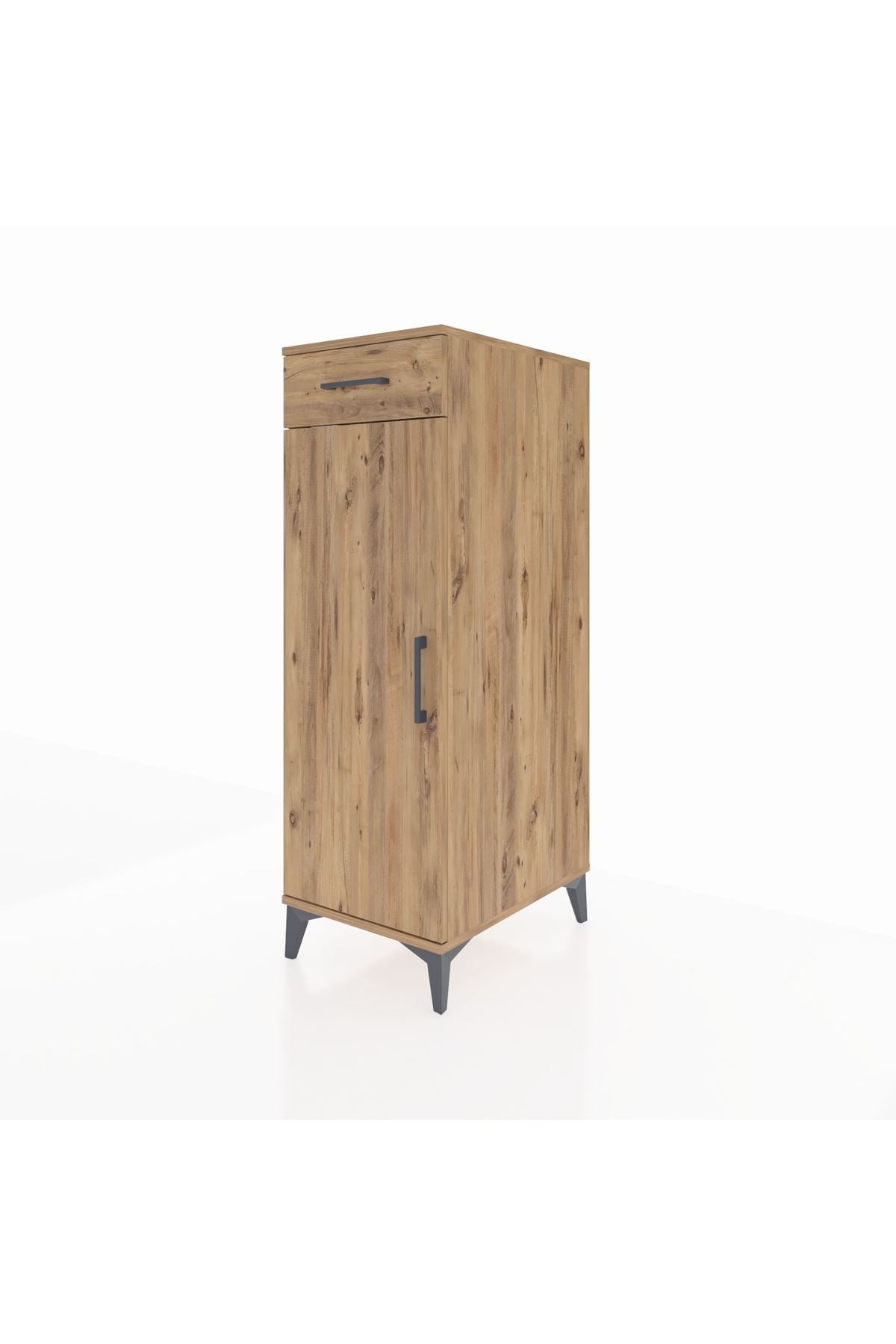 Kronos Dolap 2 Raflı Tek Çekmeceli Tek Kapaklı 44x59x134 Çam-Çam