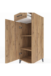 Kronos Dolap 2 Raflı Tek Çekmeceli Tek Kapaklı 44x59x134 Çam-Çam