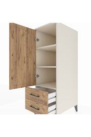 Kronos Dolap 3 Raflı 2 Çekmeceli Tek Kapaklı 44x59x134 Aytaşı-Çam