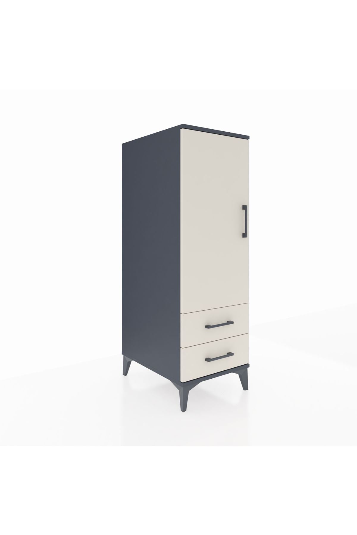 Kronos Dolap 3 Raflı 2 Çekmeceli Tek Kapaklı 44x59x134 Antrasit-Aytaşı