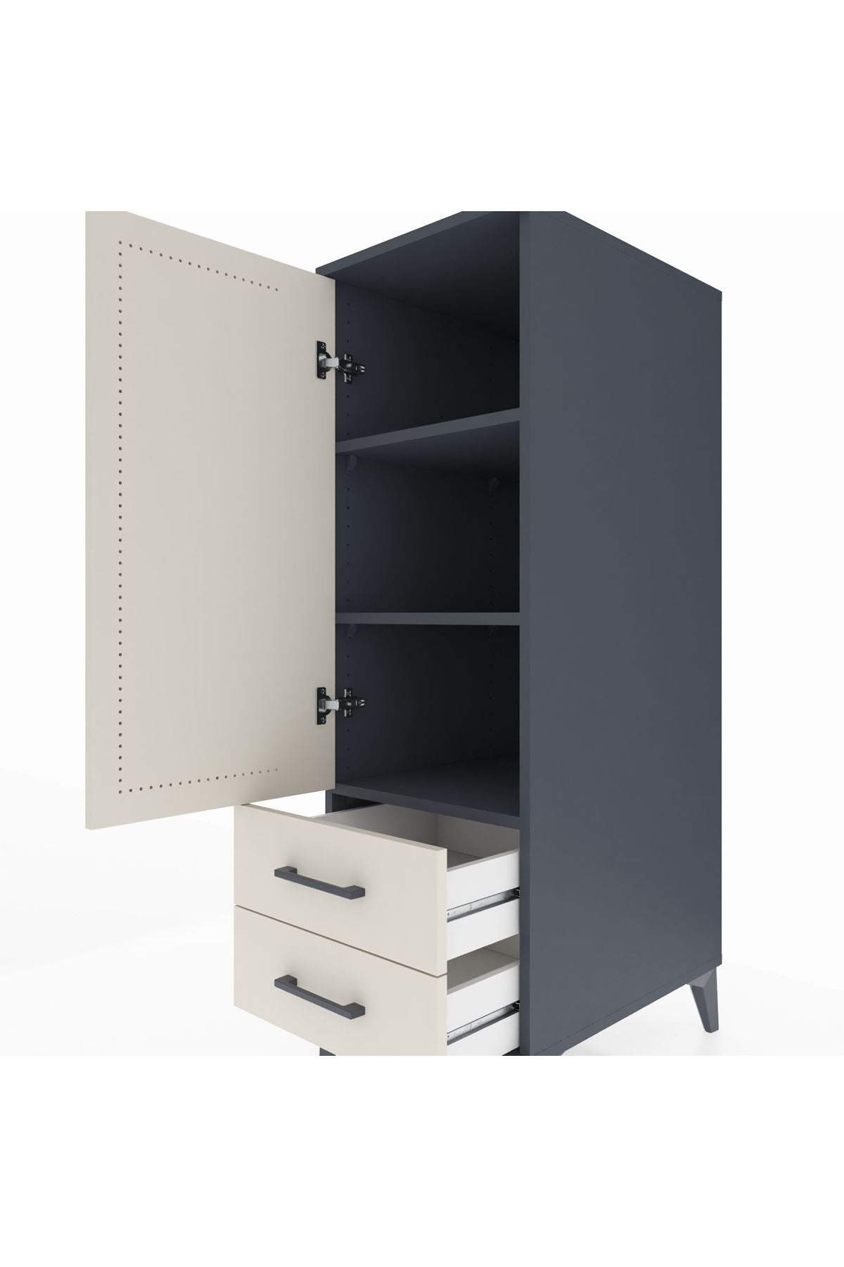 Kronos Dolap 3 Raflı 2 Çekmeceli Tek Kapaklı 44x59x134 Antrasit-Aytaşı