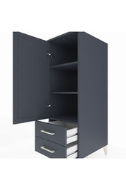 Kronos Dolap 3 Raflı 2 Çekmeceli Tek Kapaklı 44x59x134 Antrasit-Antrasit