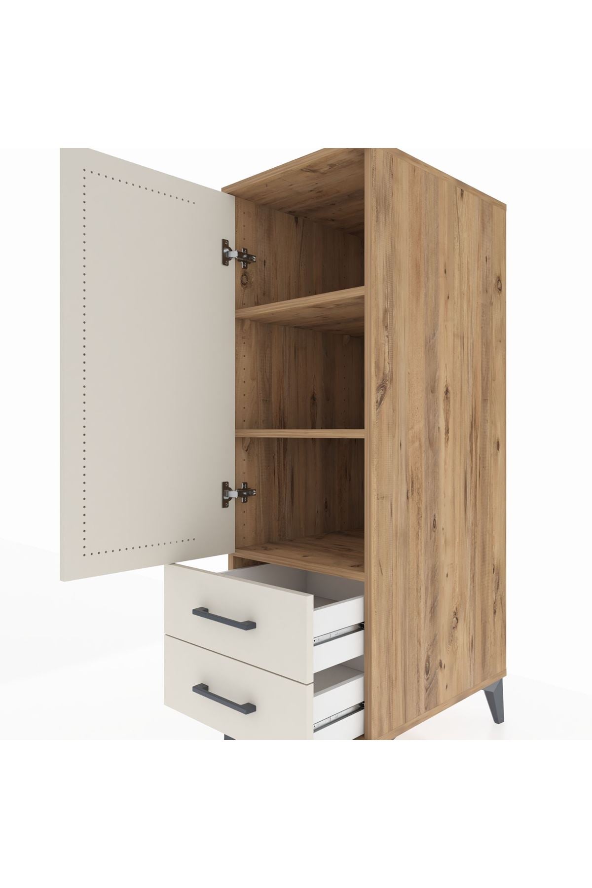 Kronos Dolap 3 Raflı 2 Çekmeceli Tek Kapaklı 44x59x134 Çam-Aytaşı