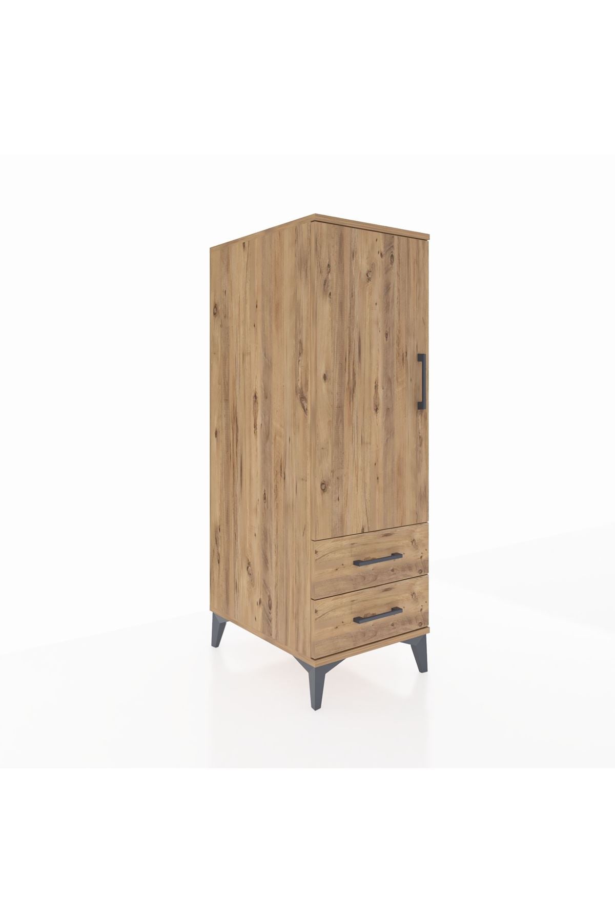 Kronos Dolap 3 Raflı 2 Çekmeceli Tek Kapaklı 44x59x134 Çam-Çam