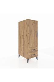 Kronos Dolap 3 Raflı 2 Çekmeceli Tek Kapaklı 44x59x134 Çam-Çam