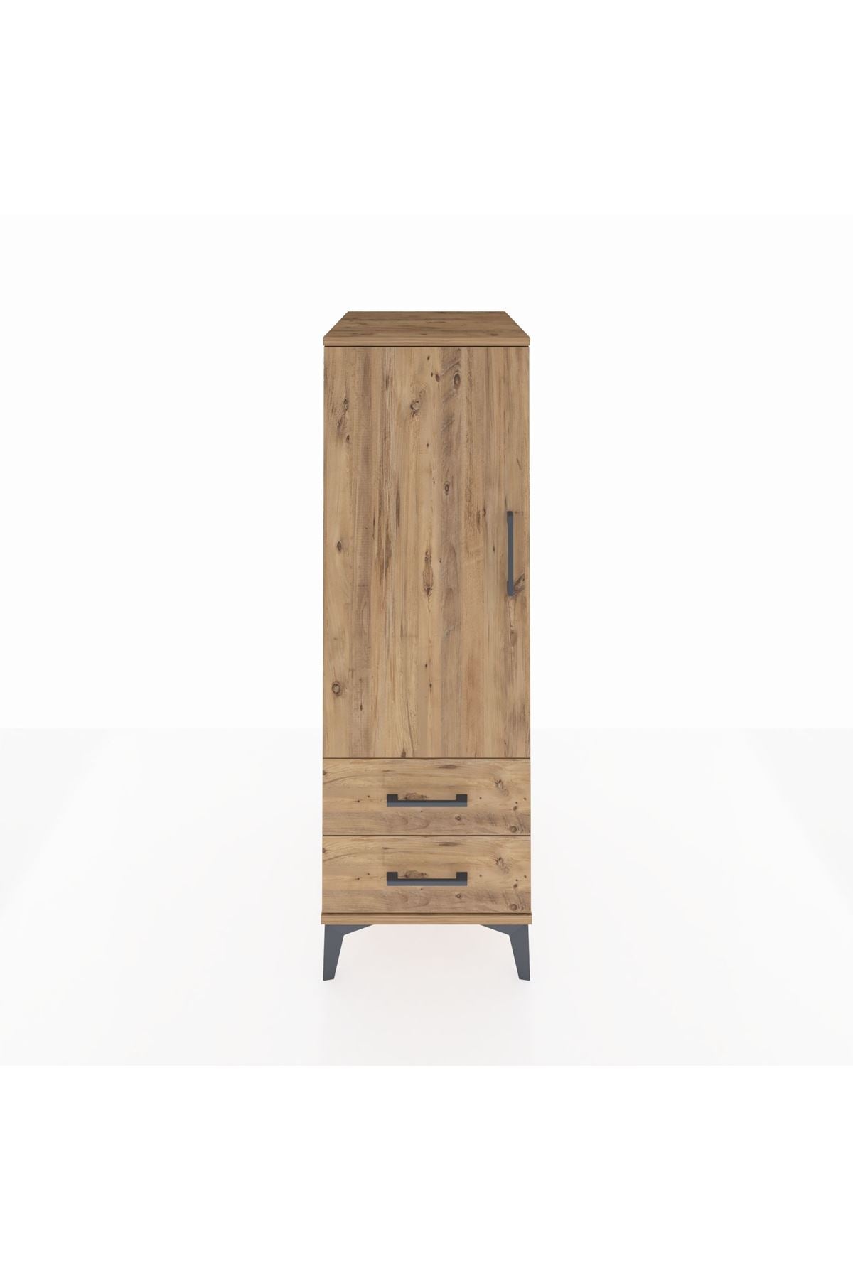 Kronos Dolap 3 Raflı 2 Çekmeceli Tek Kapaklı 44x59x134 Çam-Çam