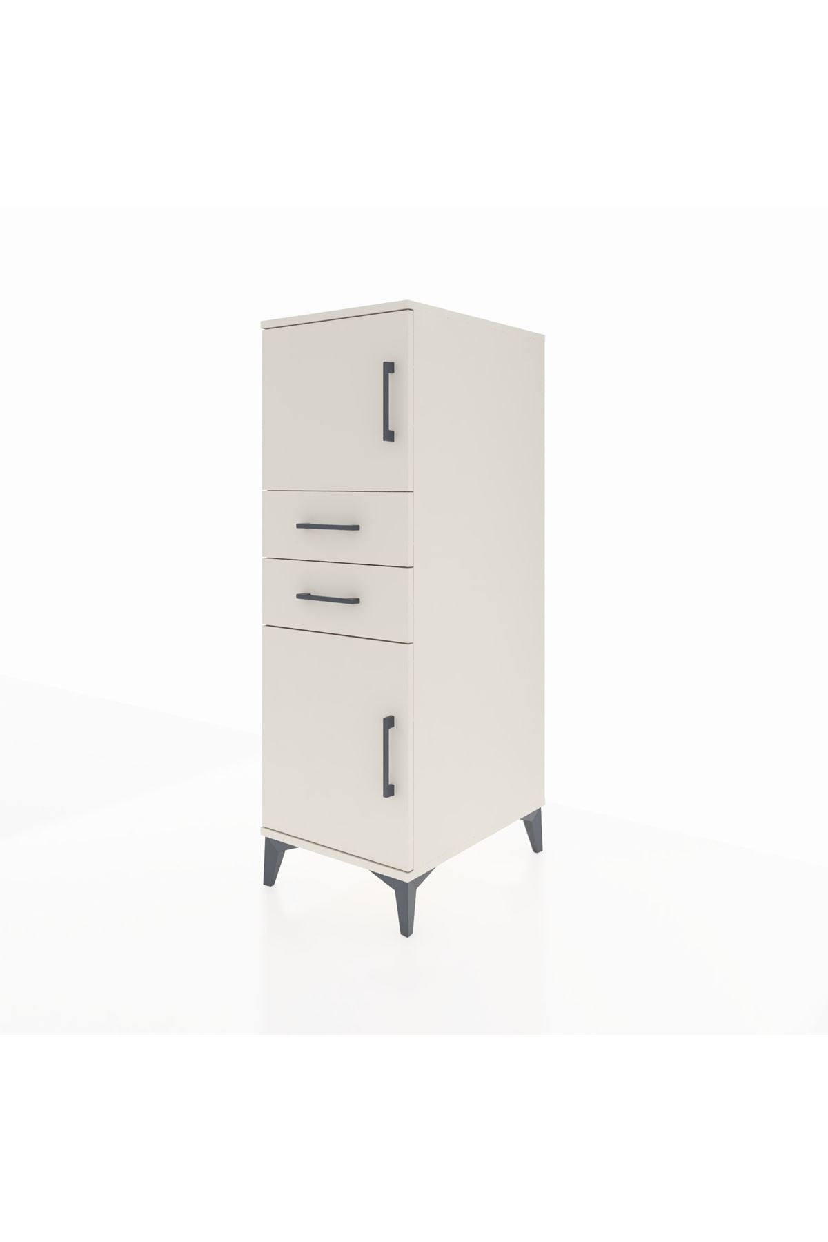 Kronos Dolap Tek Raflı 2 Çekmeceli 2 Kapaklı 44x59x134 Aytaşı-Aytaşı