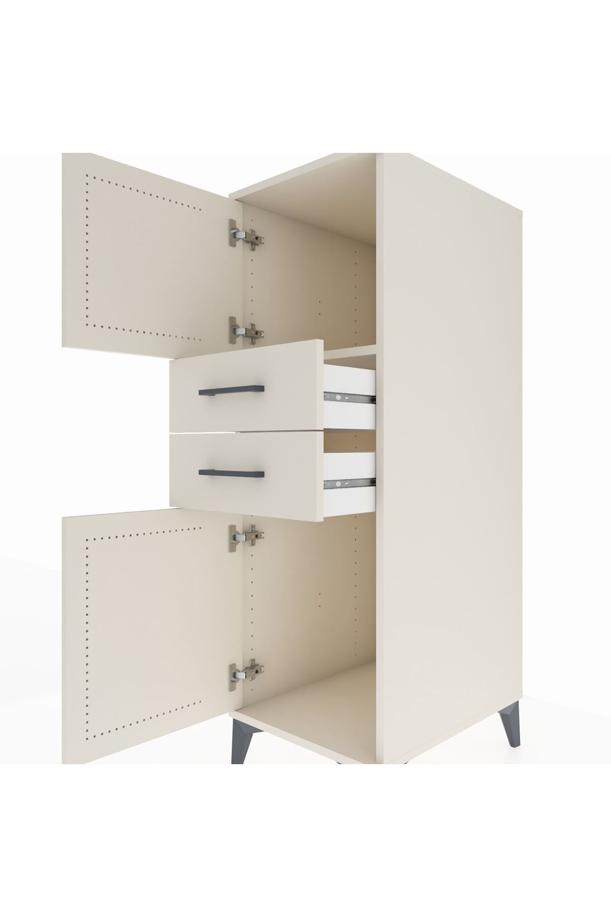 Kronos Dolap Tek Raflı 2 Çekmeceli 2 Kapaklı 44x59x134 Aytaşı-Aytaşı