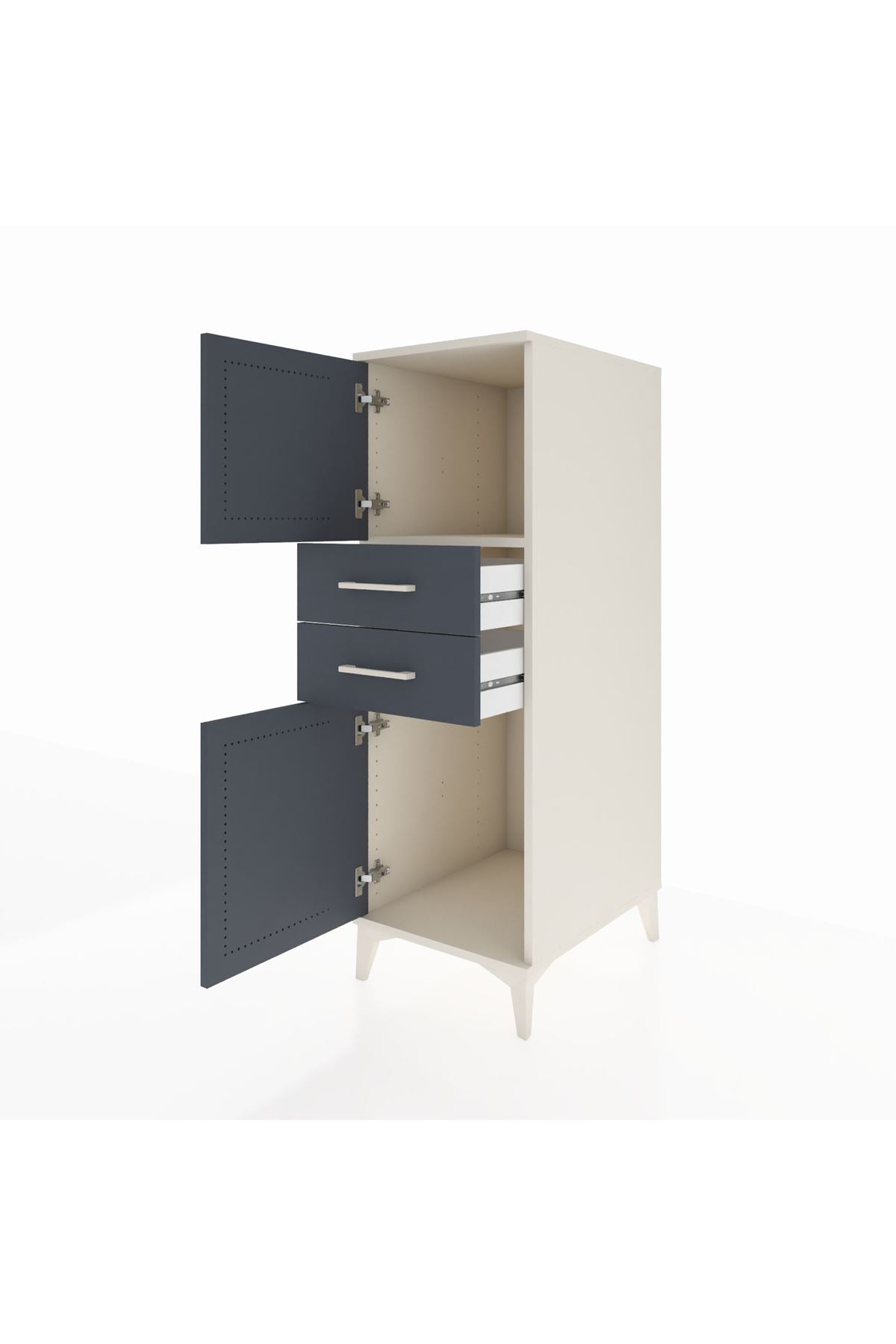 Kronos Dolap Tek Raflı 2 Çekmeceli 2 Kapaklı 44x59x134 Aytaşı-Antrasit