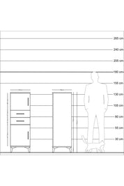 Kronos Dolap Tek Raflı 2 Çekmeceli 2 Kapaklı 44x59x134 Aytaşı-Antrasit