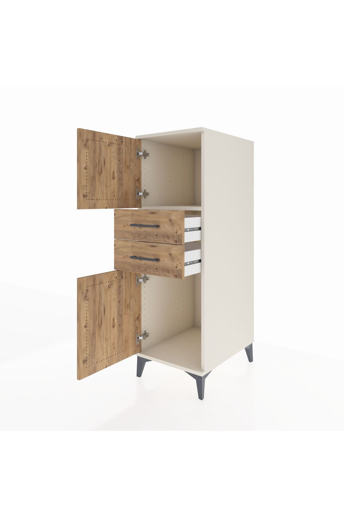 Kronos Dolap Tek Raflı 2 Çekmeceli 2 Kapaklı 44x59x134 Aytaşı-Çam