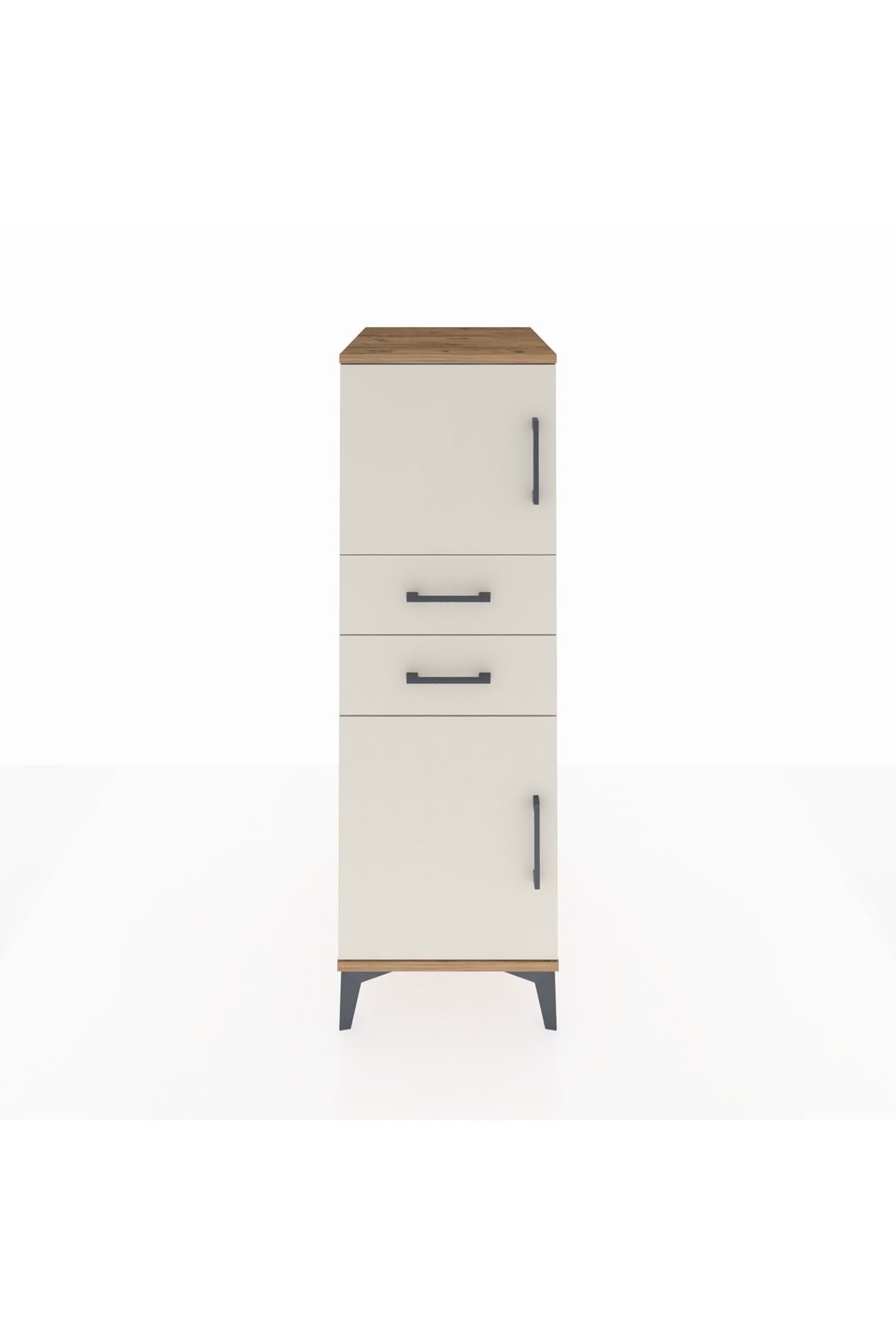 Kronos Dolap Tek Raflı 2 Çekmeceli 2 Kapaklı 44x59x134 Çam-Aytaşı