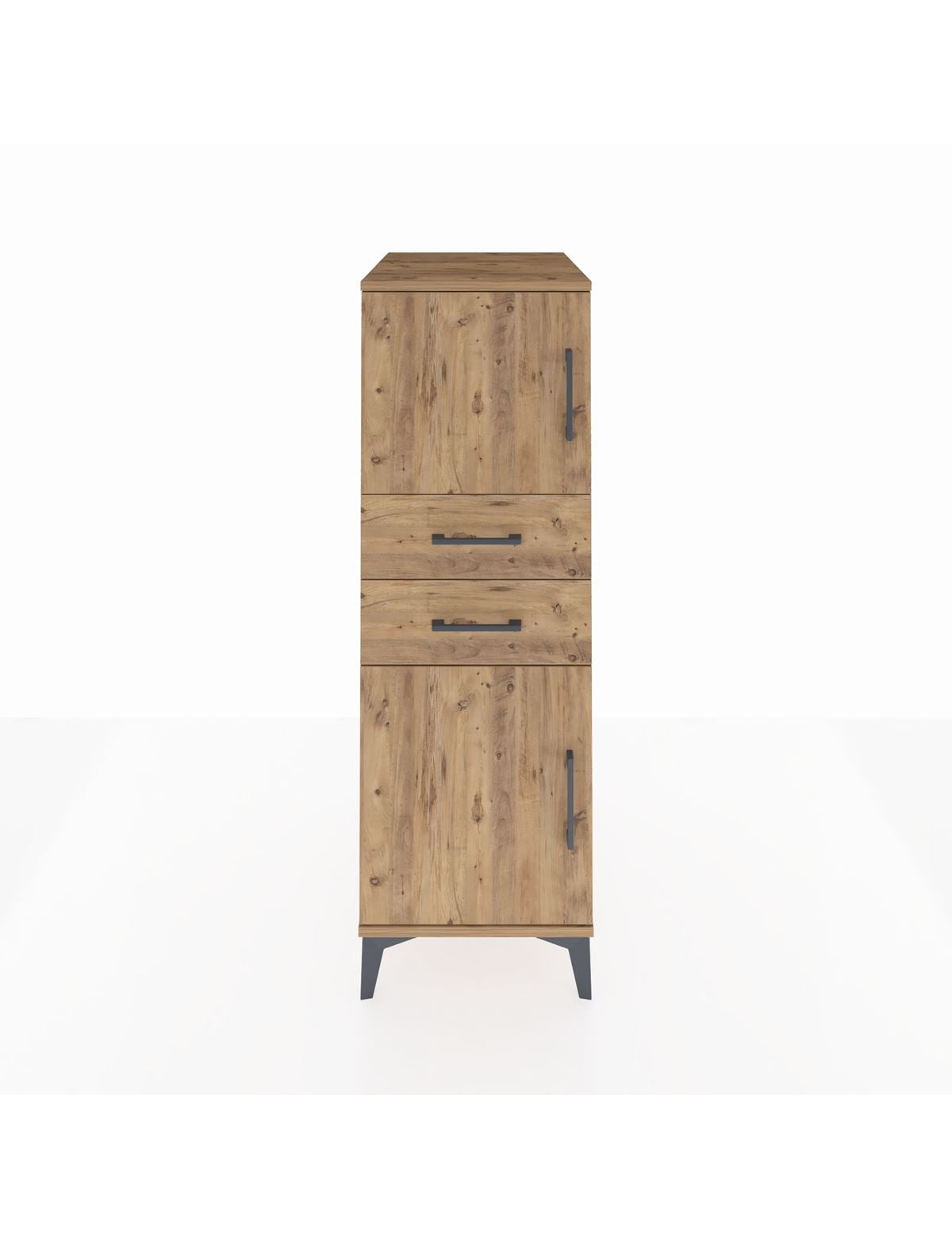 Kronos Dolap Tek Raflı 2 Çekmeceli 2 Kapaklı 44x59x134 Çam-Çam