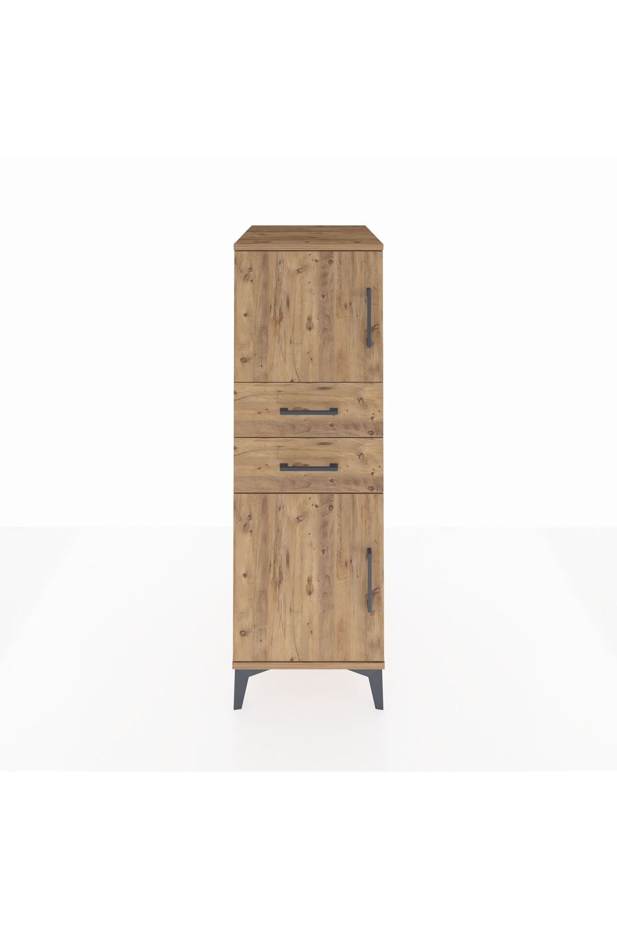 Kronos Dolap Tek Raflı 2 Çekmeceli 2 Kapaklı 44x59x134 Çam-Çam