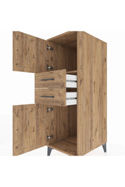 Kronos Dolap Tek Raflı 2 Çekmeceli 2 Kapaklı 44x59x134 Çam-Çam