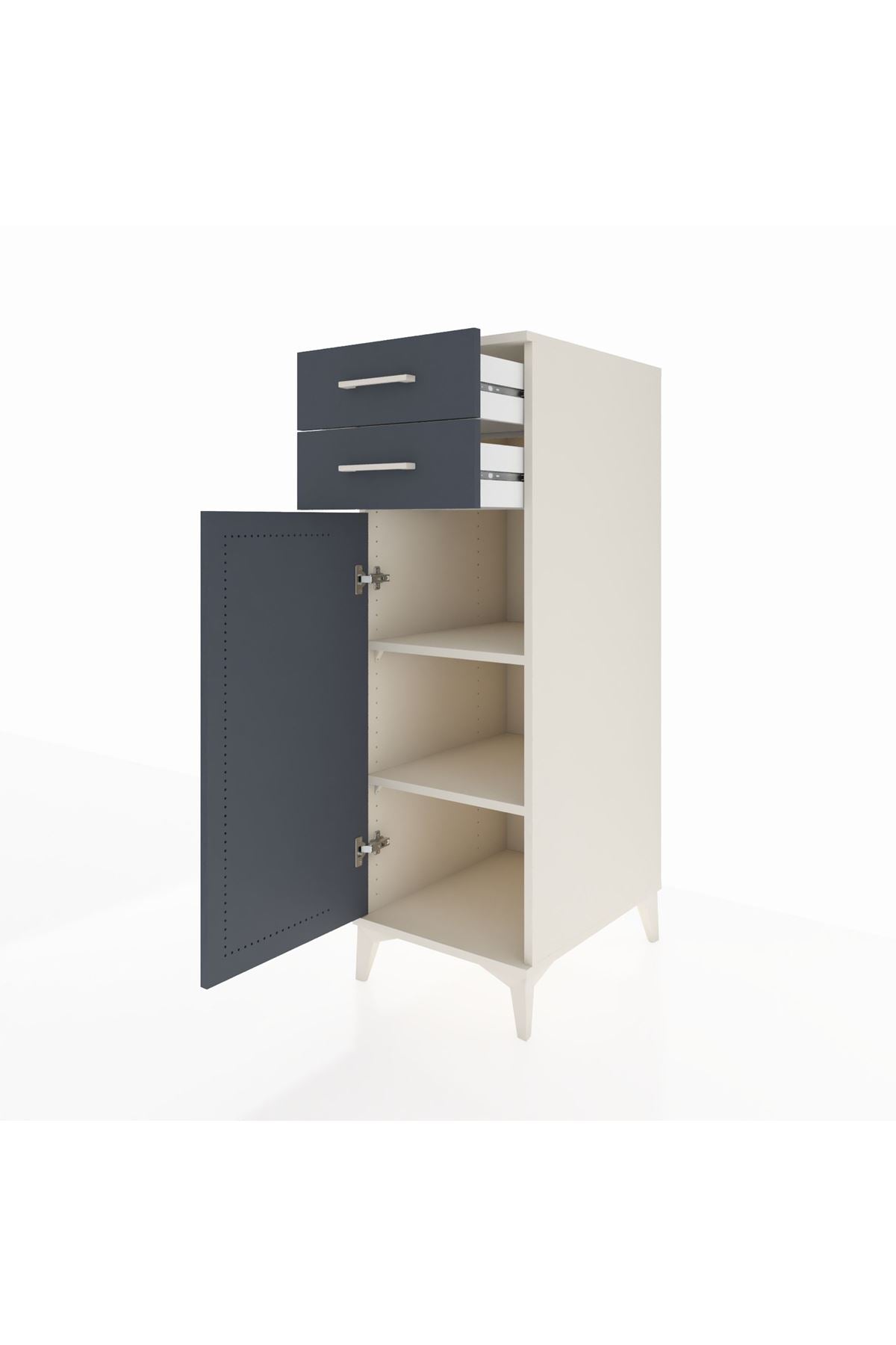 Kronos Dolap 2 Raflı 2 Çekmeceli Tek Kapaklı 44x59x134 Aytaşı-Antrasit