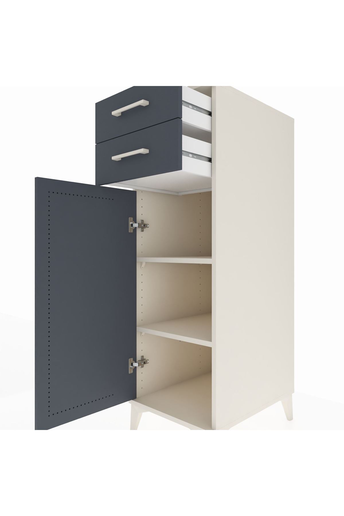 Kronos Dolap 2 Raflı 2 Çekmeceli Tek Kapaklı 44x59x134 Aytaşı-Antrasit