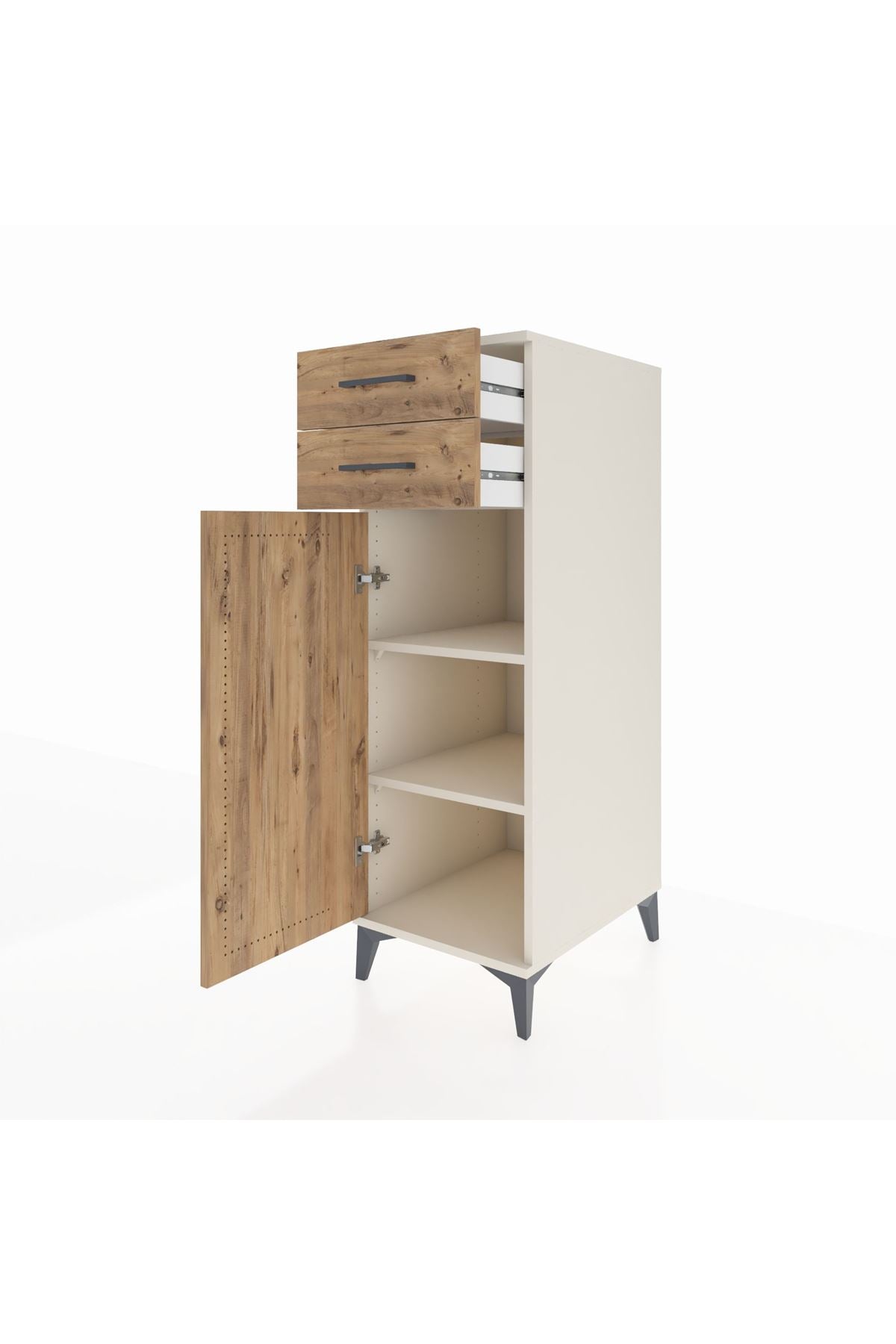 Kronos Dolap 2 Raflı 2 Çekmeceli Tek Kapaklı 44x59x134 Aytaşı-Çam