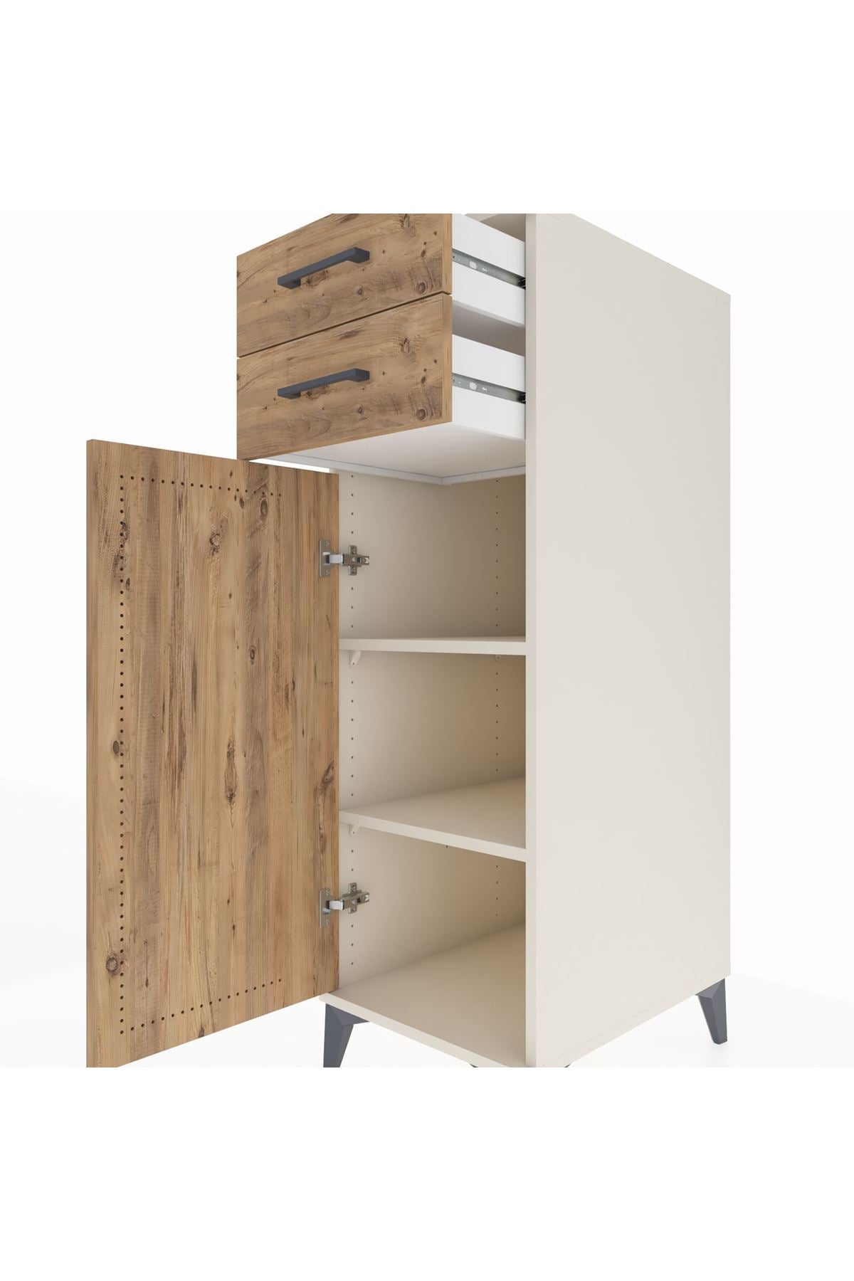 Kronos Dolap 2 Raflı 2 Çekmeceli Tek Kapaklı 44x59x134 Aytaşı-Çam