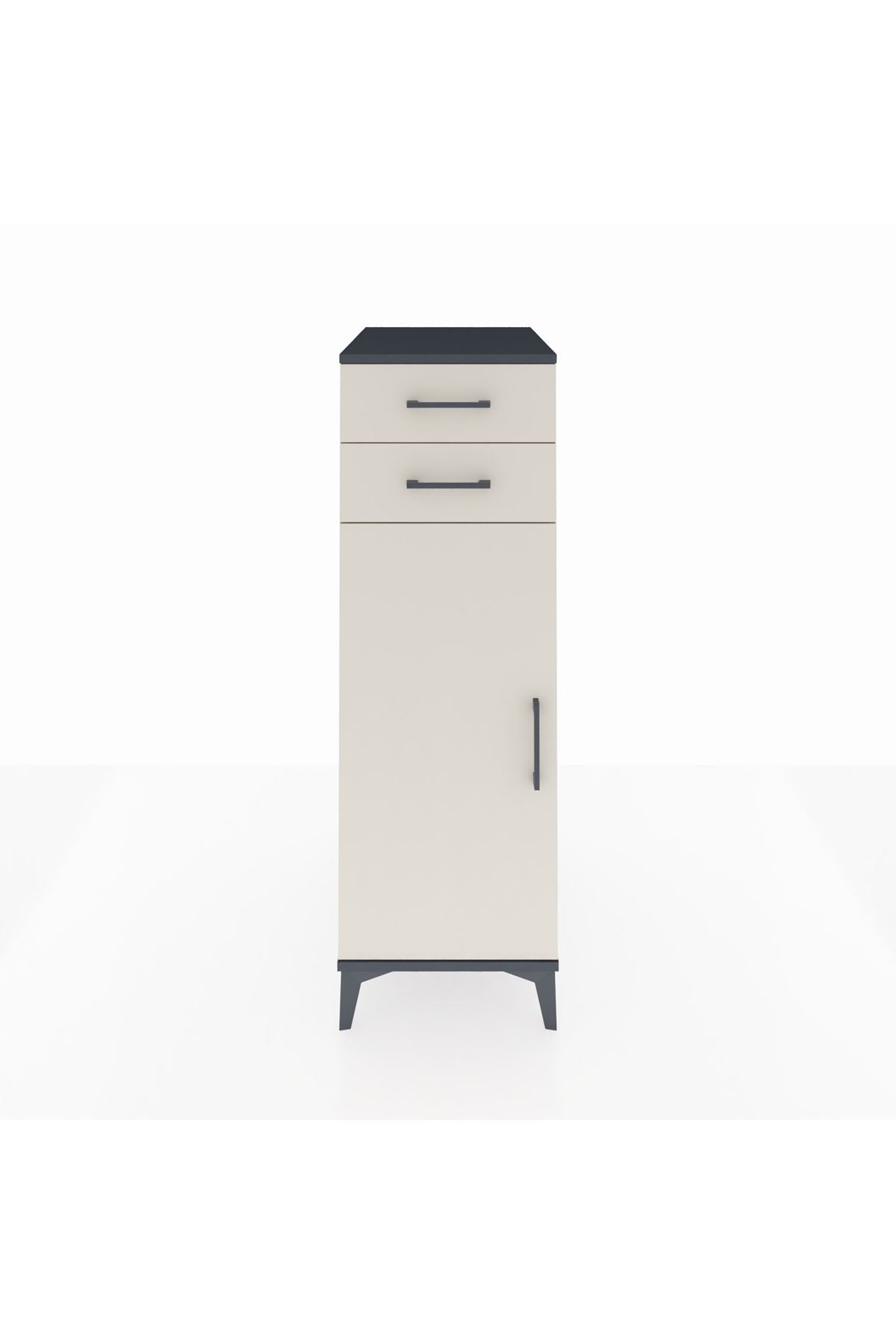 Kronos Dolap 2 Raflı 2 Çekmeceli Tek Kapaklı 44x59x134 Antrasit-Aytaşı