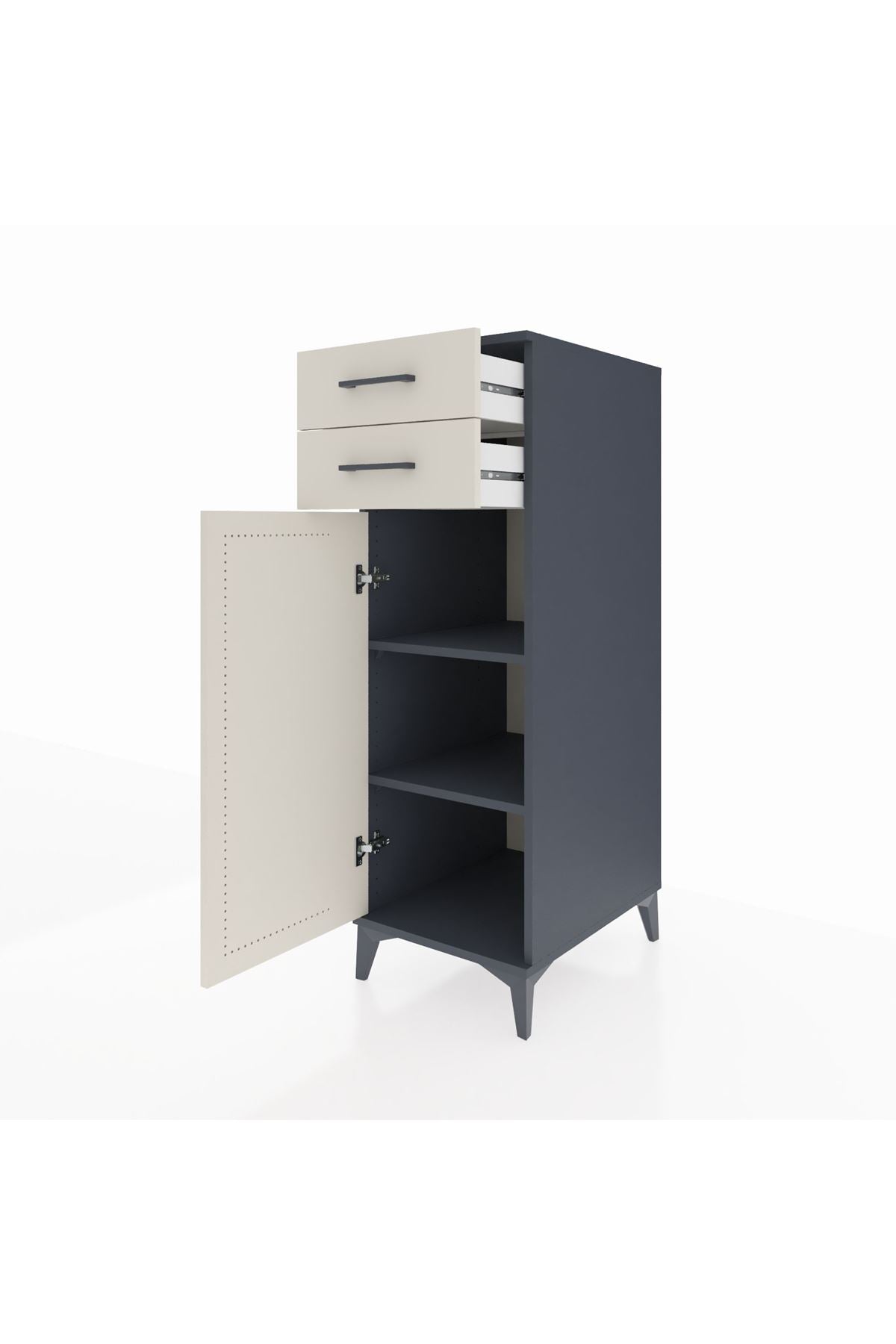 Kronos Dolap 2 Raflı 2 Çekmeceli Tek Kapaklı 44x59x134 Antrasit-Aytaşı