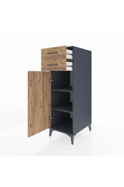 Kronos Dolap 2 Raflı 2 Çekmeceli Tek Kapaklı 44x59x134 Antrasit-Çam