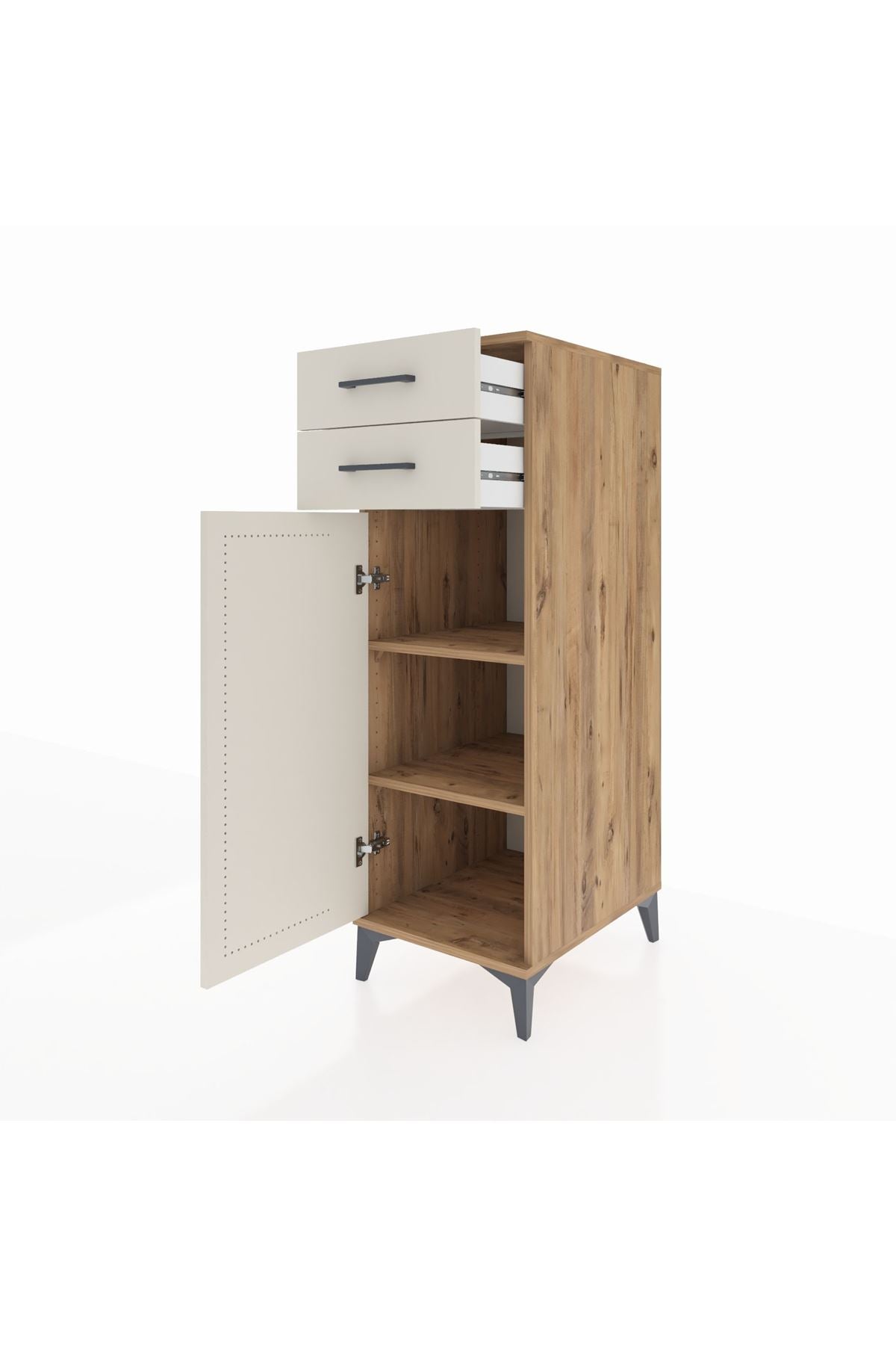 Kronos Dolap 2 Raflı 2 Çekmeceli Tek Kapaklı 44x59x134 Çam-Aytaşı