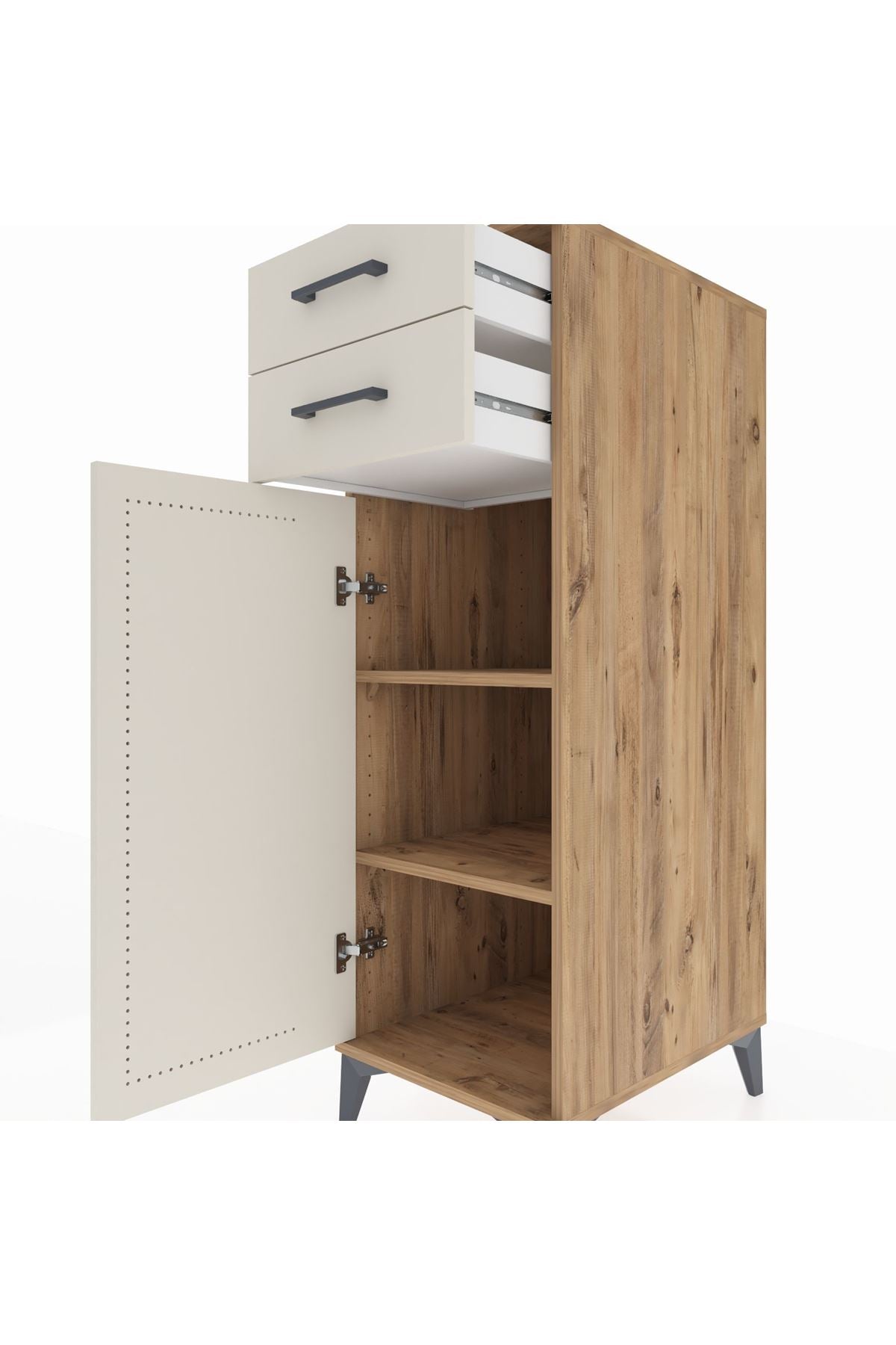 Kronos Dolap 2 Raflı 2 Çekmeceli Tek Kapaklı 44x59x134 Çam-Aytaşı