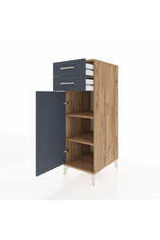 Kronos Dolap 2 Raflı 2 Çekmeceli Tek Kapaklı 44x59x134 Çam-Antrasit