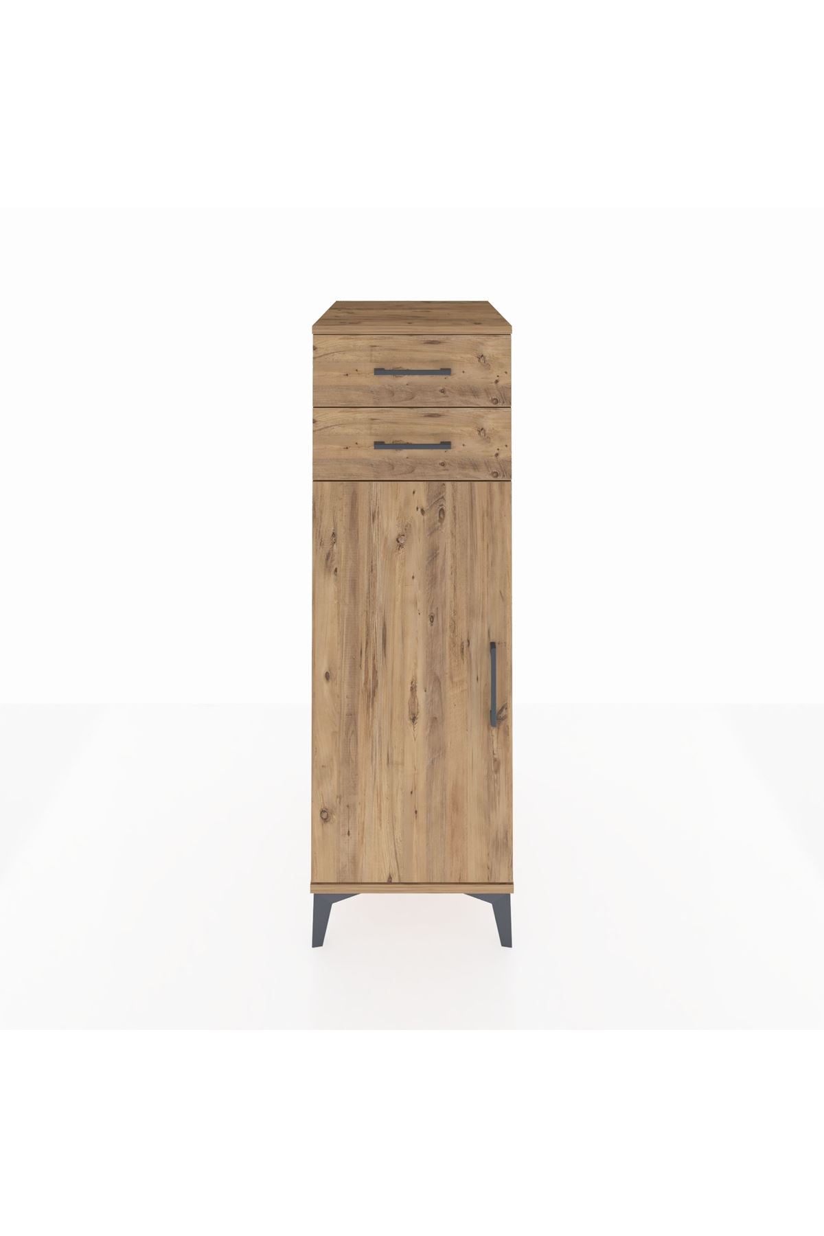 Kronos Dolap 2 Raflı 2 Çekmeceli Tek Kapaklı 44x59x134 Çam-Çam