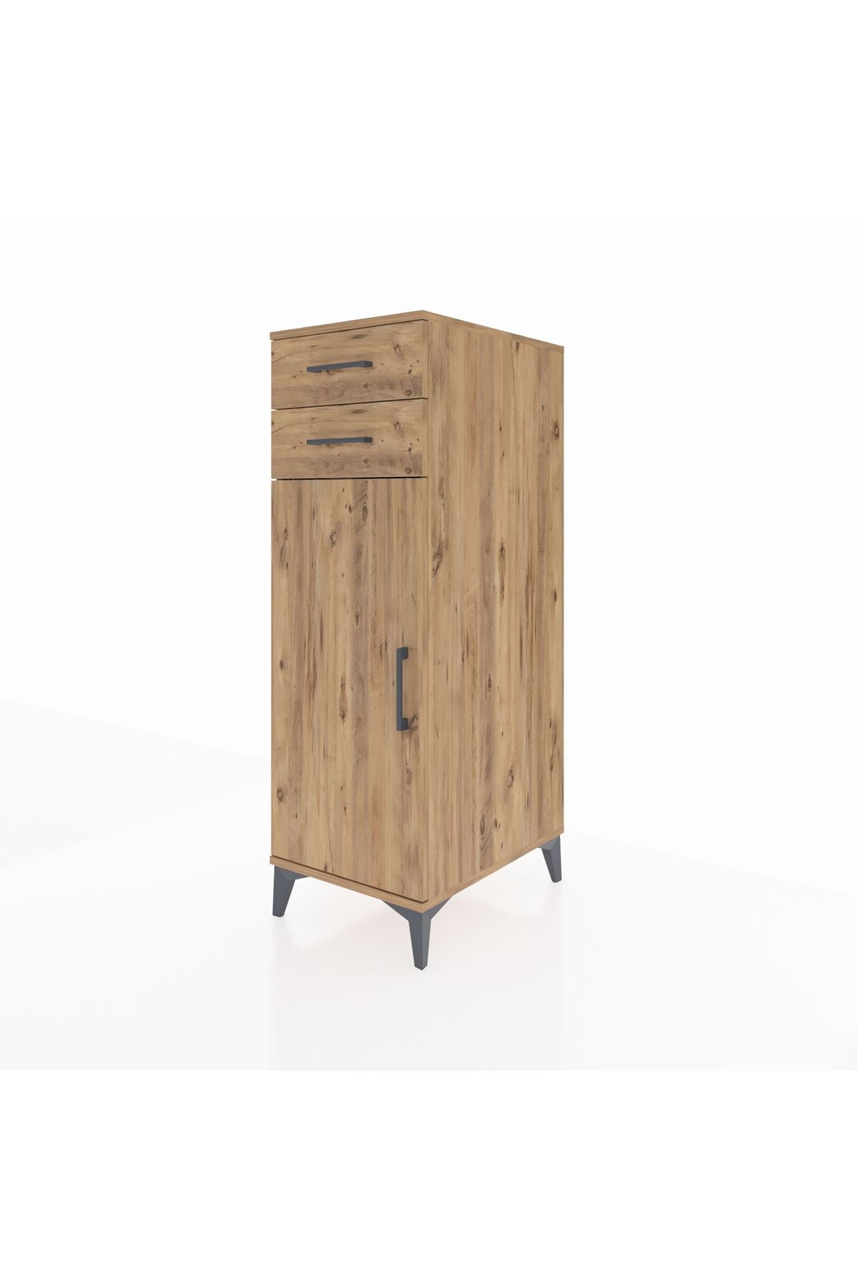 Kronos Dolap 2 Raflı 2 Çekmeceli Tek Kapaklı 44x59x134 Çam-Çam