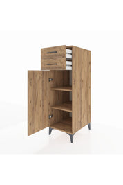 Kronos Dolap 2 Raflı 2 Çekmeceli Tek Kapaklı 44x59x134 Çam-Çam