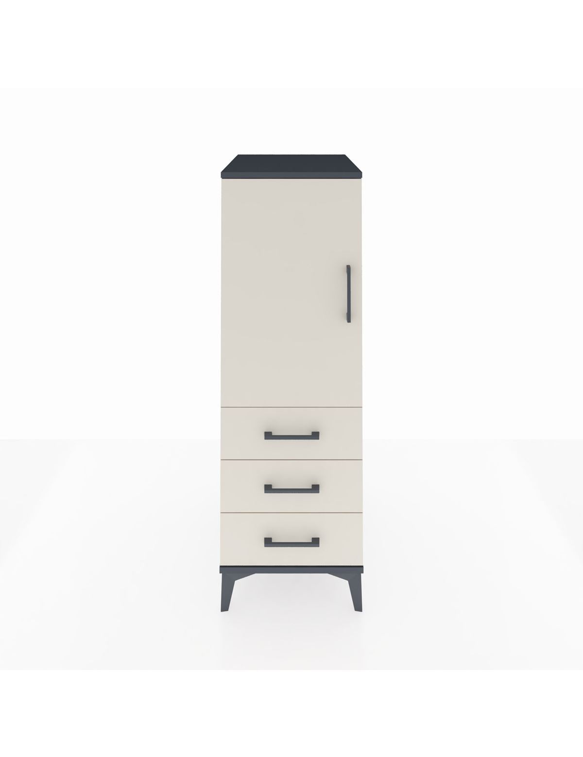 Kronos Dolap 2 Raflı 3 Çekmeceli Tek Kapaklı 44x59x134 Antrasit-Aytaşı