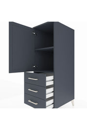 Kronos Dolap 2 Raflı 3 Çekmeceli Tek Kapaklı 44x59x134 Antrasit-Antrasit