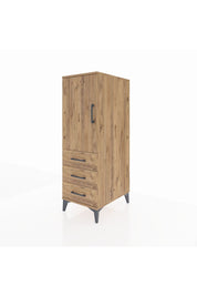 Kronos Dolap 2 Raflı 3 Çekmeceli Tek Kapaklı 44x59x134 Çam-Çam