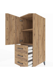 Kronos Dolap 2 Raflı 3 Çekmeceli Tek Kapaklı 44x59x134 Çam-Çam