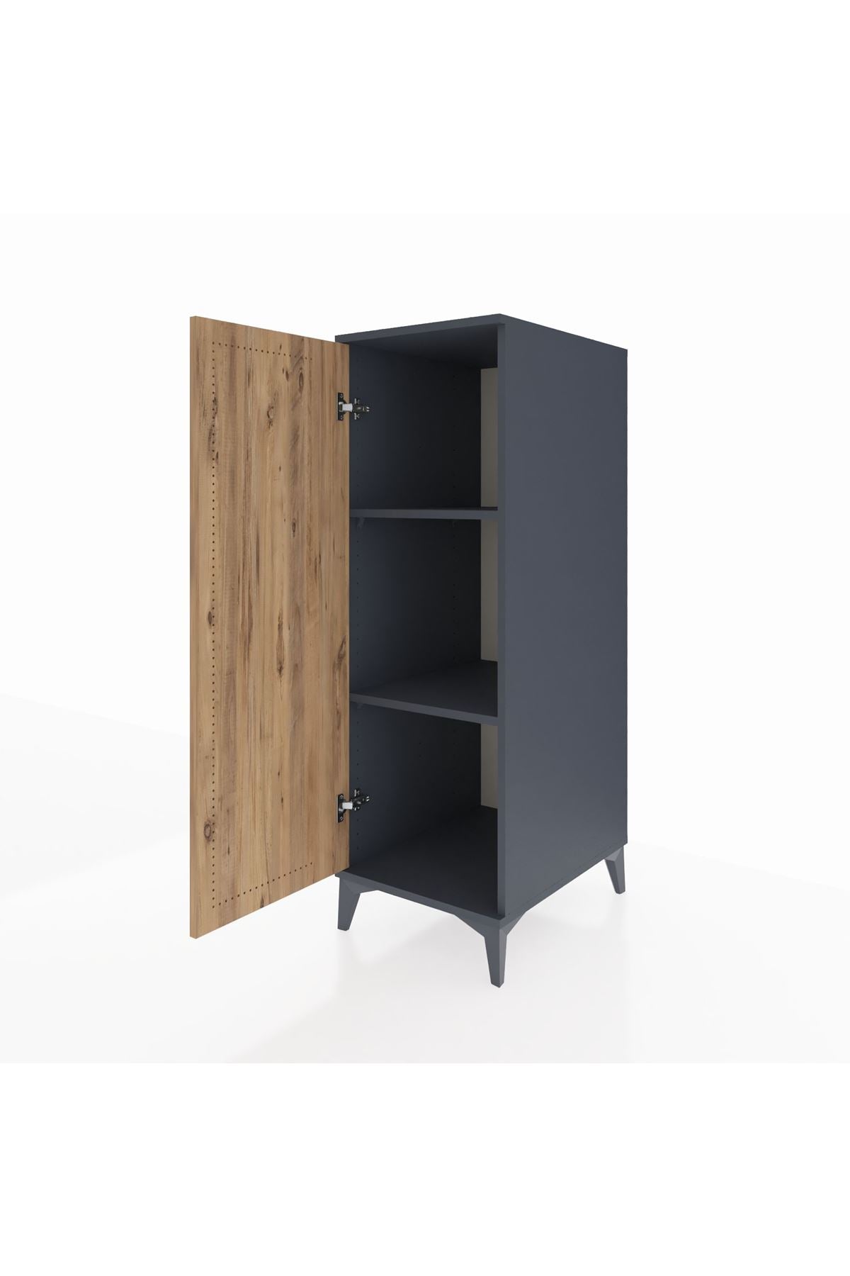 Kronos Dolap 2 Raflı Tek Kapaklı 44x59x134 Antrasit-Çam